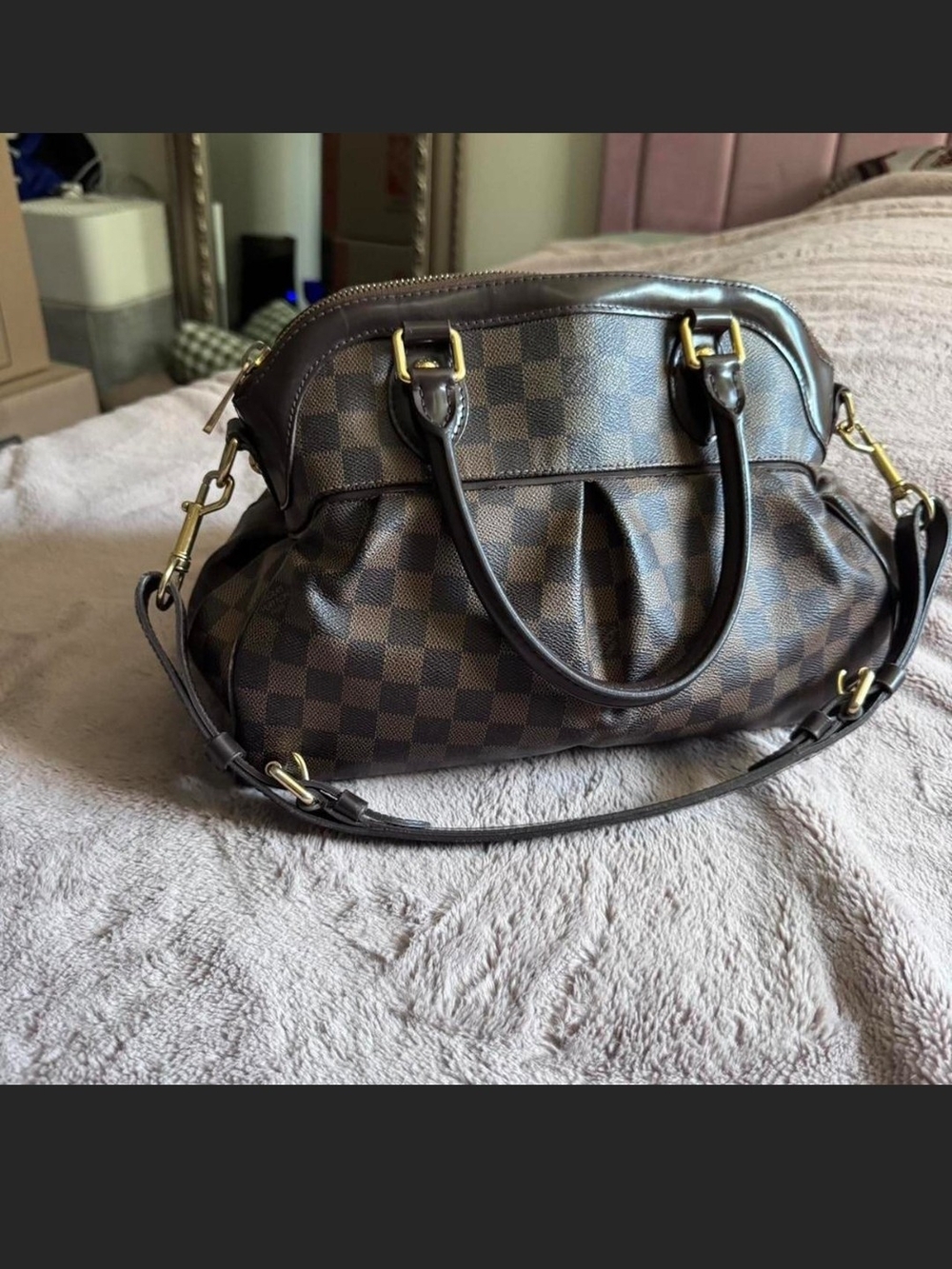 Louis Vuitton Brown Satchel with Gold Hardware